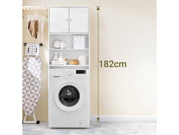 SoBuy BZR165-W - Badkamermeubel - 2 Deuren & Planken - Wit, Verzenden, Nieuw