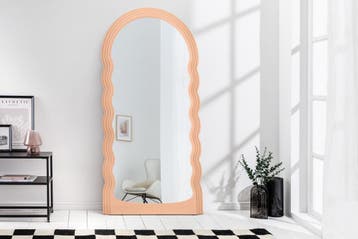 Design Wandspiegel WAVE 160cm abrikoos pastel ronde, Huis en Inrichting, Woonaccessoires | Spiegels, Ophalen of Verzenden, Nieuw