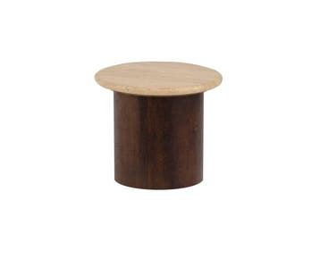 Bijzettafel New york rond Ø50 cm travertin - Bruin | Mysons, Huis en Inrichting, Tafels | Bijzettafels, Ophalen of Verzenden, Nieuw