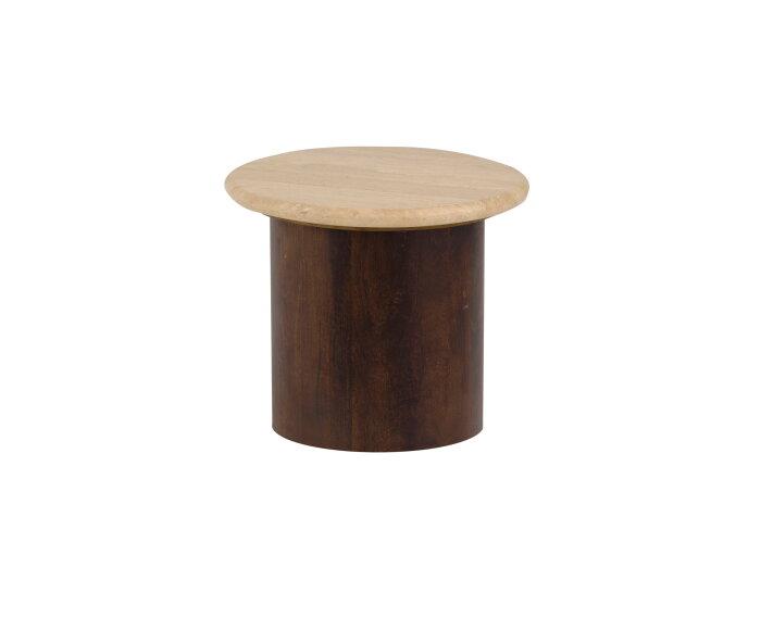 Bijzettafel New york rond Ø50 cm travertin - Bruin | Mysons, Huis en Inrichting, Tafels | Bijzettafels, Nieuw, Ophalen of Verzenden