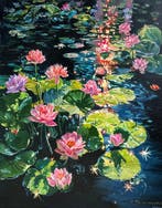 Marin Prokopchuk (XX) - Water lilies on the lake, Antiek en Kunst, Kunst | Schilderijen | Klassiek