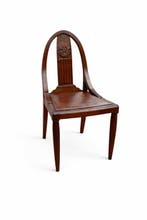 Stoel - Hout, Leder - Stoel Art Deco mahoniehout en leer, Antiek en Kunst