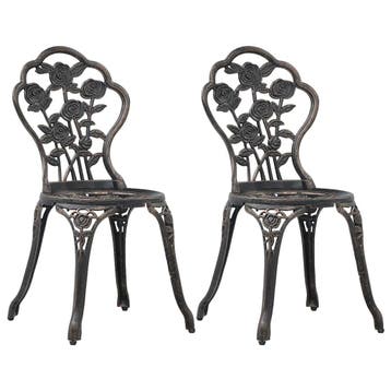 vidaXL Bistrostoelen 2 st gietaluminium bronskleurig, Tuin en Terras, Verzenden, Nieuw, Metaal