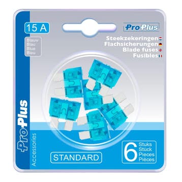 ProPlus Steekzekeringen 15 Ampère BLAUW 6 stuks, Ophalen of Verzenden, Nieuw
