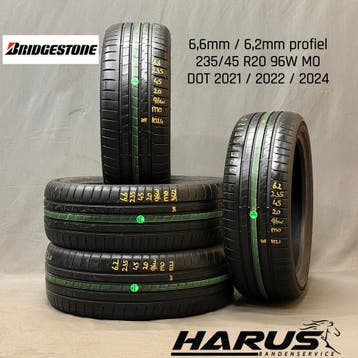 235/45/20 96W MO Bridgestone zomerbanden 6,6/6,2mm 4X, Gebruikt, Ophalen of Verzenden, 235 mm, Band(en)