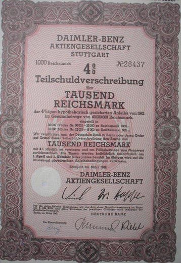Duitsland. Daimler Benz 4% Loan 1000 RM