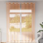 vidaXL Gordijnen voile met doorvoertules 2 st terracotta, Verzenden, Nieuw, Bruin
