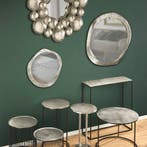 Bijzettafel - Livion Rana - Rond - 42cm - Zwart/Zilver -, Huis en Inrichting, Tafels | Eettafels, Ophalen of Verzenden, Nieuw