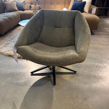 Draaifauteuil Rondo - Stof en Leder Groen - IN.HOUSE, Huis en Inrichting, Nieuw, 75 tot 100 cm, Ophalen of Verzenden, Modern