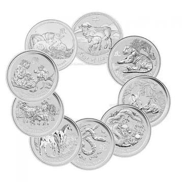 Lunar II serie 1 kg munten 2008 t/m 2019, Verzenden, Losse munt, Zilver