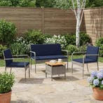 vidaXL Tuin set met kussen staal, Tuin en Terras, Verzenden, Nieuw, Rotan