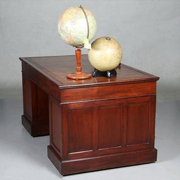Massief mahonie bureau met leer ingelegd ca 1850 Engeland me, Antiek en Kunst, Ophalen of Verzenden