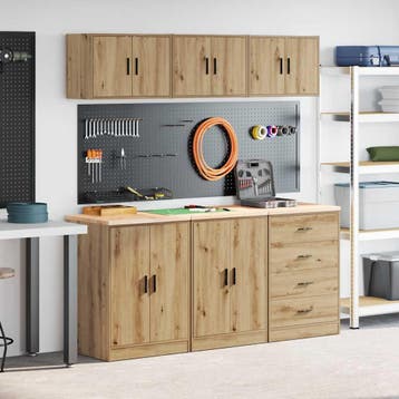 vidaXL Garagekasten 6 st bewerkt hout ambachtelijk eikenhout, Verzenden, Nieuw