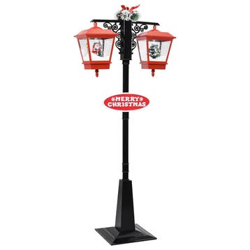 vidaXL Straatlantaarn met kerstman 81x40x188 cm PVC zwart en, Diversen, Kerst, Verzenden, Nieuw