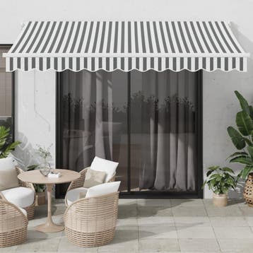 vidaXL Handmatige Zonnescherm 3,5 x 2,5 m Antraciet en wit, Verzenden, Nieuw