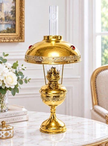 Unis France Paris - Petroleumlamp - Messing, Glas - Parijse