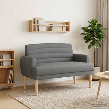 vidaXL Loungebank met knopencomfort Donkergrijs 116 x 67 x, Verzenden, Nieuw, Stof, Minder dan 150 cm