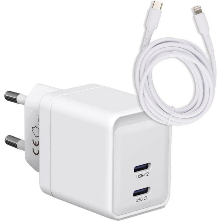 Next-Gen Dubbele USB C Snellader + USB-C Lightning Kabel, Telecommunicatie, Mobiele telefoons | Telefoon-opladers, Ophalen of Verzenden