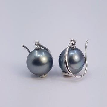 Zonder minimumprijs - Oorbellen Zilver - 9×10 mm Tahitiaanse, Nieuw