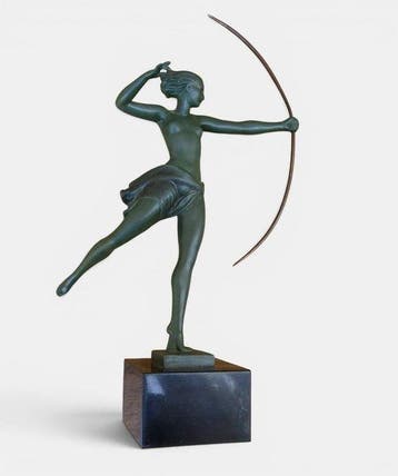 Max le Verrier - sculptuur, Atalante - 32 cm - Zinklegering