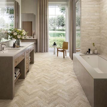 1,12 m2 6x30 beige / almond - haardplateau, Doe-het-zelf en Verbouw, Ophalen, Keramiek, Nieuw, Minder dan 20 cm