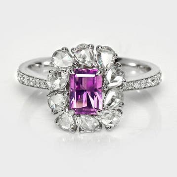Verlovingsring - 18 karaat Witgoud - 1.75ct. tw. Saffier -