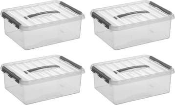 Sunware Q-line Opbergbox Transparant/Grijs 12 liter Set van, Ophalen of Verzenden, Nieuw
