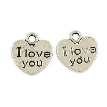 10 x Tibetaans zilveren I love you 12 x 11 x 1mm zilver..., Ophalen of Verzenden, Nieuw, Kraal