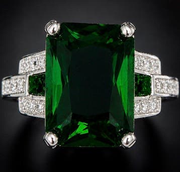 925 sterlingzilver Smaragdgroene kristalring met, Nieuw