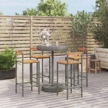 vidaXL 5-delige Tuinbarset poly rattan en massief acaciahout, Verzenden, Nieuw, 4 zitplaatsen