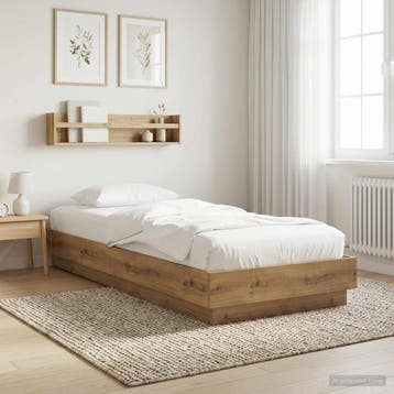 vidaXL Vloerbedframe Artisanaal eiken 80 x 200 cm Bewerkt, Eenpersoons, Bruin, Verzenden, Nieuw