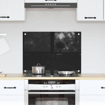 vidaXL Keukenachterwand Zwart 70 x 50 cm gehard glas, Verzenden, Nieuw