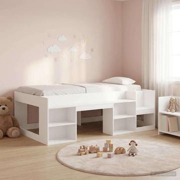 vidaXL Jeugd bedframe met opbergruimte Wit 90 x 190 cm, Verzenden, Nieuw, Bruin, Hout