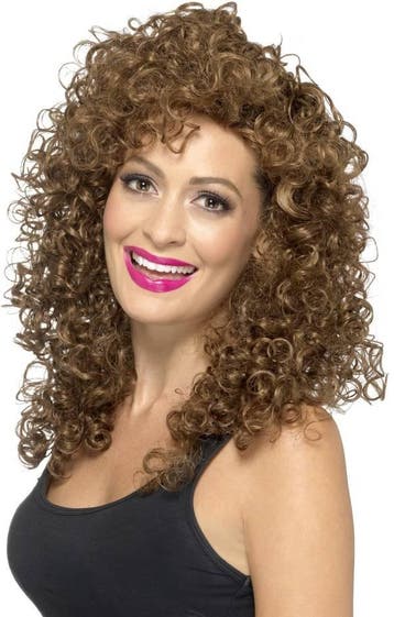 Pruik Boogie Babe bruin, Kleding | Dames, Ophalen of Verzenden, Nieuw