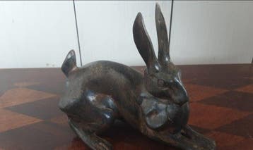 chenet - sculptuur, Lapin - 10 cm - Brons - 1900, Antiek en Kunst