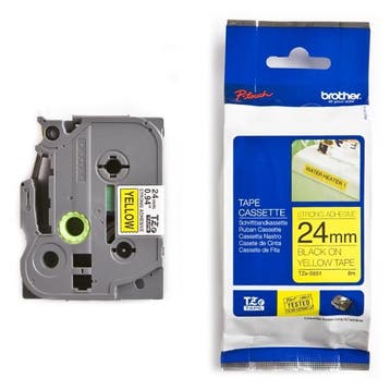 Brother TZe-S651 extra klevend tape zwart op geel 24 mm, Computers en Software, Printerbenodigdheden, Verzenden, Nieuw, Printertape