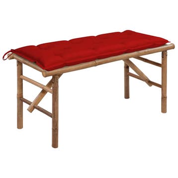 vidaXL Tuinbank inklapbaar met kussen 118 cm bamboe, Tuin en Terras, Tuinbanken, Verzenden, Nieuw, Hout