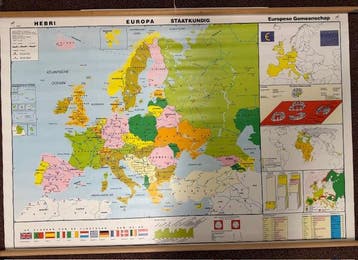 Wandkaart van Europa (Hebri) versie 1992, Verzenden, Nieuw