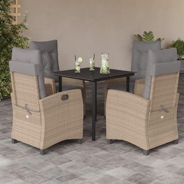 vidaXL 5-delige Tuinset met kussens poly rattan gemengd, Verzenden, Nieuw, 4 zitplaatsen, Tuinset