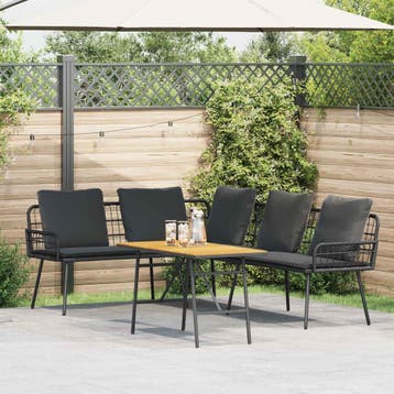 vidaXL Tuinbankenset 2 st Zwart poly rattan, Verzenden, Nieuw, Rotan, 2 zitplaatsen