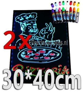 2 stuks: LED schrijfbord 30cm*40cm | 90 functies, Verzenden, Nieuw