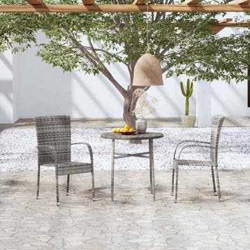 vidaXL 3-delige Tuinset poly rattan grijs, 3 zitplaatsen, Nieuw, Tuinset, Verzenden