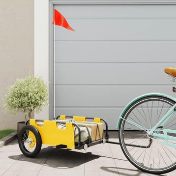 vidaXL Fietstrailer oxford stof en ijzer geel, Verzenden, Nieuw
