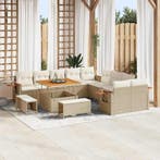 vidaXL Tuinbankenset met kussen 13 pcs Beige en Crème, Verzenden, Nieuw, Rotan