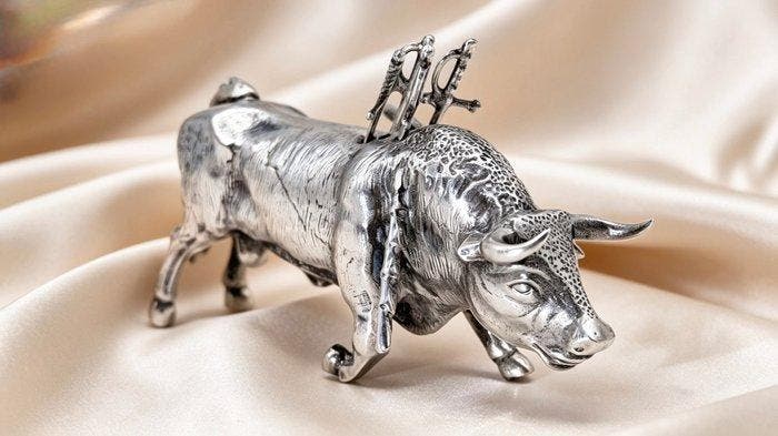 Figuur - El toro en plata - .925 zilver, Antiek en Kunst, Antiek | Goud en Zilver