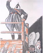 Fascist spreekt mensen toe op spotprent (lijst optie), Verzenden