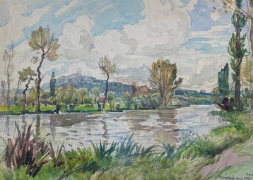 Alexandre Nozal (1852–1929) - Paysage de bord de rivière à