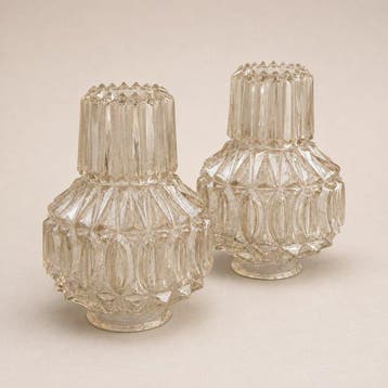 Lamp ornament (2) - Glas - paar glazen lampenkappen, Antiek en Kunst, Curiosa en Brocante