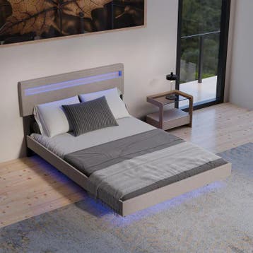 Zwevend bed Lissabon - 140x200cm - Kunstleer - Incl. LED - B, Huis en Inrichting, Verzenden, Nieuw
