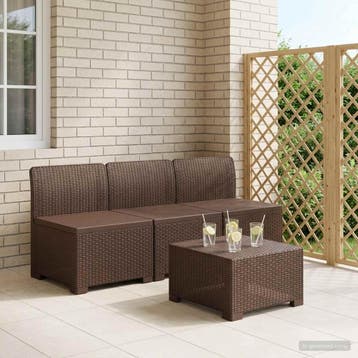 vidaXL 3-zits Tuinbank in Rattan Look 3-zits PP Bruin, Verzenden, Nieuw